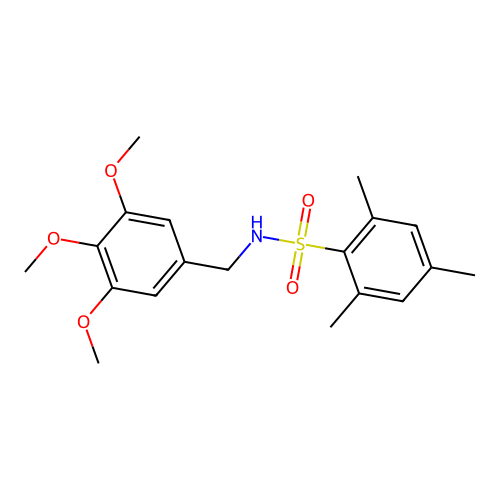 2,4,6-trimethyl-N-[(3,4,5-trimethoxyphenyl)methyl]benzenesulfonamide structure