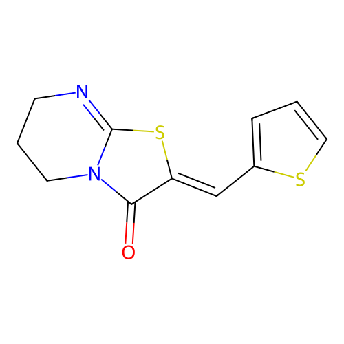 2-(thiophen-2-ylmethylidene)-6,7-dihydro-5H-[1,3]thiazolo[3,2-a]pyrimidin-3-one structure