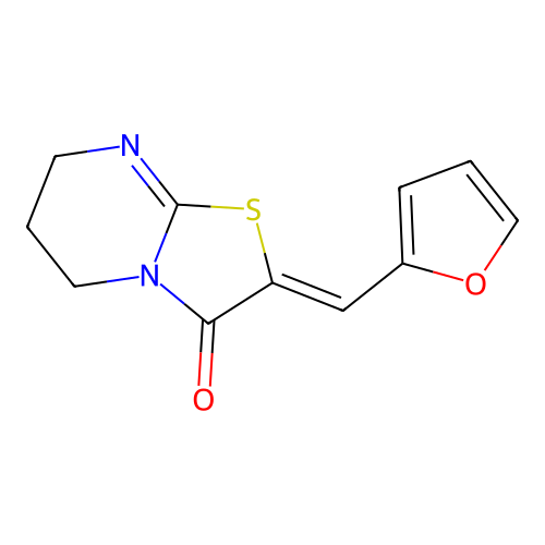 (Z)-2-(furan-2-ylmethylene)-6,7-dihydro-2H-thiazolo[3,2-a]pyrimidin-3(5H)-one structure