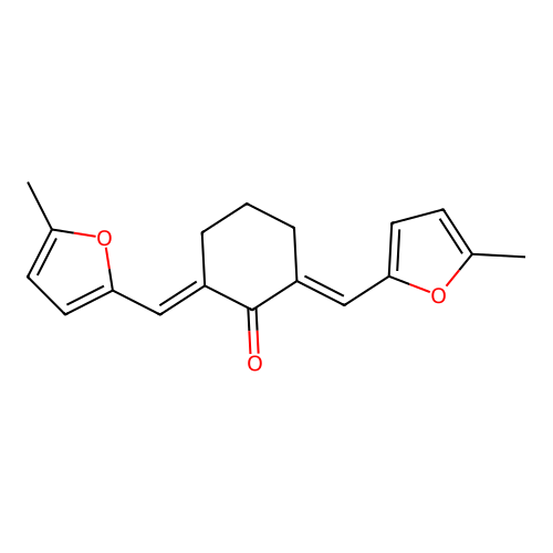 (2E,6E)-2,6-bis[(5-methylfuran-2-yl)methylidene]cyclohexan-1-one structure