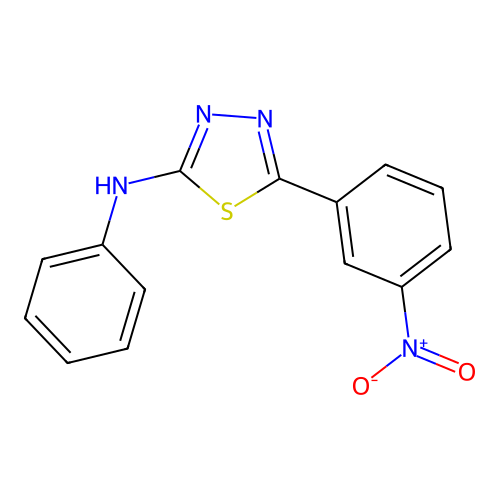 5-(3-nitrophenyl)-N-phenyl-1,3,4-thiadiazol-2-amine structure