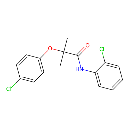2-(4-chlorophenoxy)-N-(2-chlorophenyl)-2-methylpropanamide structure