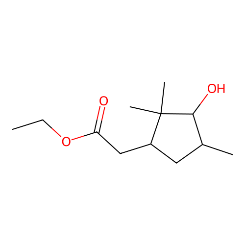 Ethyl 2-(3-hydroxy-2,2,4-trimethylcyclopentyl)acetate structure