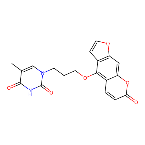 5-Methyl-1-[3-(7-oxofuro[3,2-g]chromen-4-yl)oxypropyl]pyrimidine-2,4-dione structure
