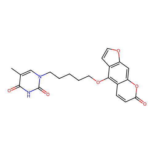 5-Methyl-1-[5-(7-oxofuro[3,2-g]chromen-4-yl)oxypentyl]pyrimidine-2,4-dione structure