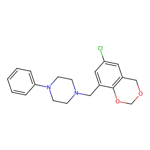 1-[(6-chloro-4H-1,3-benzodioxin-8-yl)methyl]-4-phenylpiperazine structure
