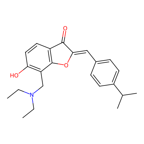 (2Z)-7-[(diethylamino)methyl]-6-hydroxy-2-[4-(propan-2-yl)benzylidene]-1-benzofuran-3(2H)-one structure