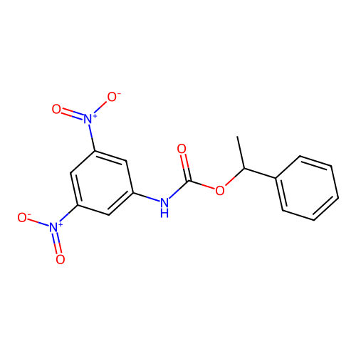 1-phenylethyl N-(3,5-dinitrophenyl)carbamate structure