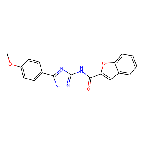 N-[3-(4-methoxyphenyl)-1H-1,2,4-triazol-5-yl]-1-benzofuran-2-carboxamide structure