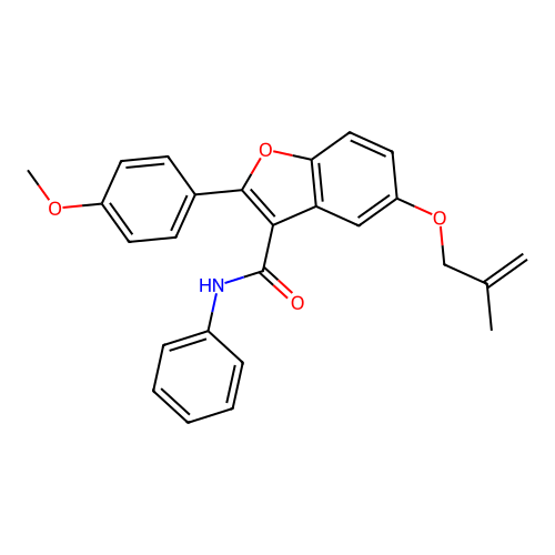 2-(4-methoxyphenyl)-5-[(2-methylprop-2-en-1-yl)oxy]-N-phenyl-1-benzofuran-3-carboxamide structure