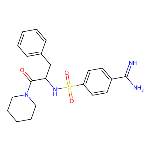 Benzenesulfonamide, p-amidino-N-(alpha-(piperidinocarbonyl)phenethyl)- structure