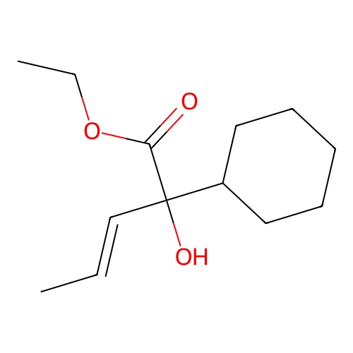 Ethyl 2-cyclohexyl-2-hydroxypent-3-enoate structure