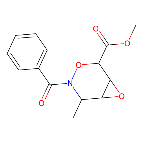 Methyl 3-benzoyl-2-methyl-4,7-dioxa-3-azabicyclo[4.1.0]heptane-5-carboxylate structure