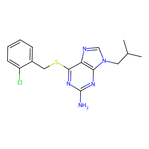 6-[(2-Chlorophenyl)methylsulfanyl]-9-(2-methylpropyl)purin-2-amine structure