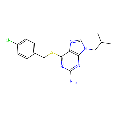 6-((4-Chlorobenzyl)thio)-9-isobutyl-9H-purin-2-amine structure