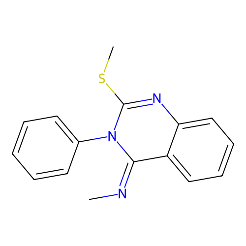 N-methyl-2-methylsulfanyl-3-phenylquinazolin-4-imine structure