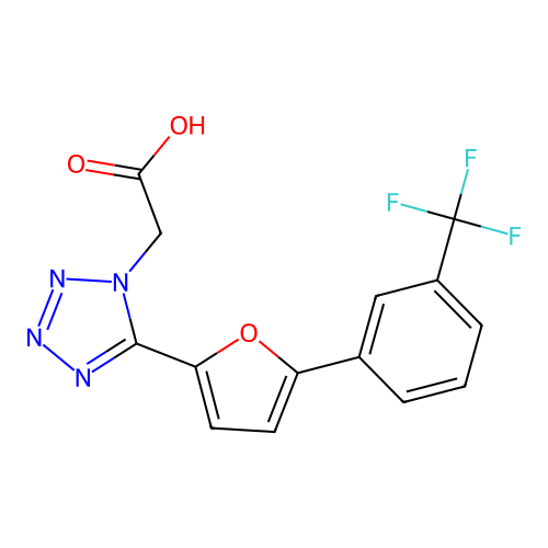 1H-Tetrazole-1-acetic acid, 5-(5-(3-(trifluoromethyl)phenyl)-2-furanyl)- structure