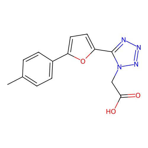 1H-Tetrazole-1-acetic acid, 5-(5-(4-methylphenyl)-2-furanyl)- structure