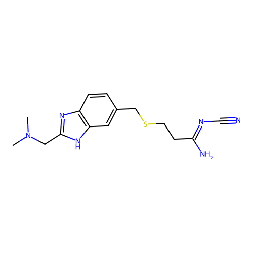 Propanimidamide, N-cyano-3-(((2-((dimethylamino)methyl)-1H-benzimidazol-5-yl)methyl)thio)- structure