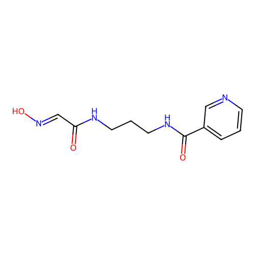 (E)-N-(3-(2-(hydroxyimino)acetamido)propyl)nicotinamide structure