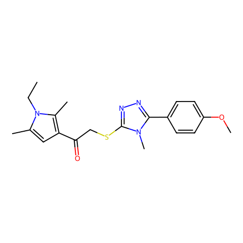 1-(1-ethyl-2,5-dimethylpyrrol-3-yl)-2-[[5-(4-methoxyphenyl)-4-methyl-1,2,4-triazol-3-yl]sulfanyl]ethanone structure