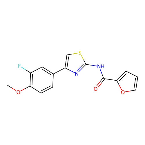 N-(4-(3-fluoro-4-methoxyphenyl)thiazol-2-yl)furan-2-carboxamide structure