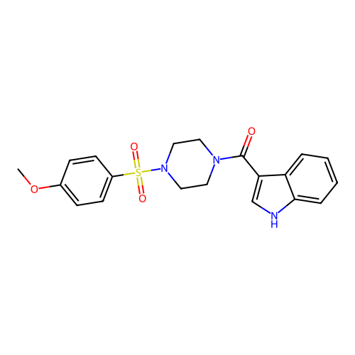 1H-indol-3-yl{4-[(4-methoxyphenyl)sulfonyl]piperazin-1-yl}methanone structure