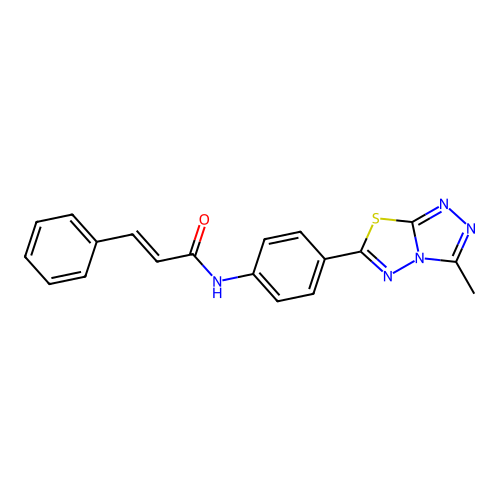 N-(4-(3-methyl-[1,2,4]triazolo[3,4-b][1,3,4]thiadiazol-6-yl)phenyl)cinnamamide structure