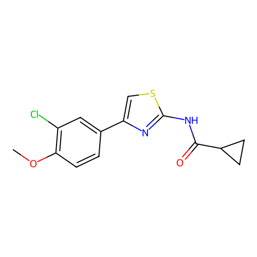 N-[4-(3-chloro-4-methoxyphenyl)-1,3-thiazol-2-yl]cyclopropanecarboxamide structure