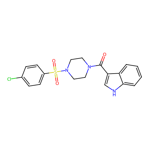 {4-[(4-chlorophenyl)sulfonyl]piperazin-1-yl}(1H-indol-3-yl)methanone structure