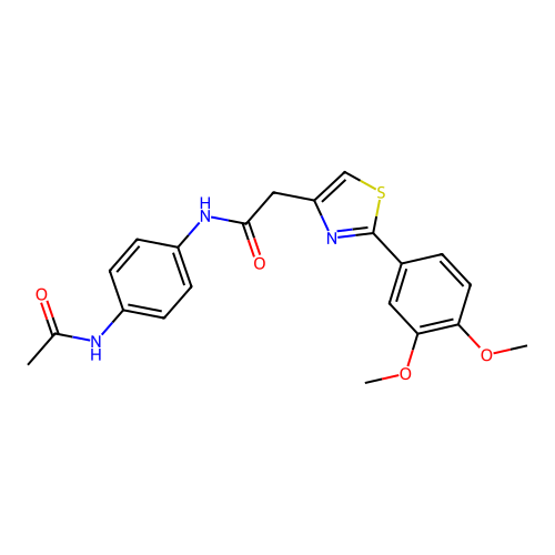 N-[4-(acetylamino)phenyl]-2-[2-(3,4-dimethoxyphenyl)-1,3-thiazol-4-yl]acetamide structure