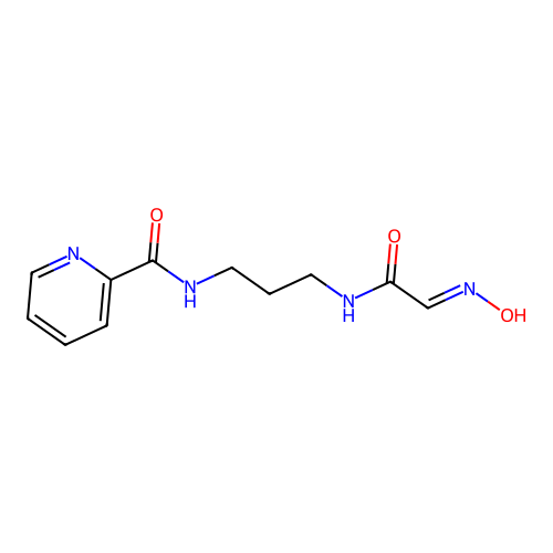 (E)-N-(3-(2-(hydroxyimino)acetamido)propyl)picolinamide structure