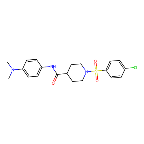 1-((4-chlorophenyl)sulfonyl)-N-(4-(dimethylamino)phenyl)piperidine-4-carboxamide structure