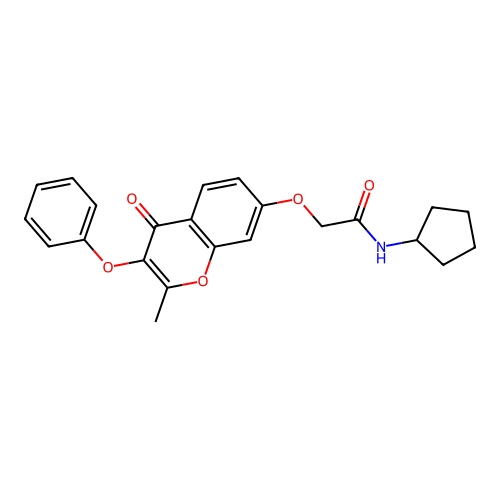 N-cyclopentyl-2-((2-methyl-4-oxo-3-phenoxy-4H-chromen-7-yl)oxy)acetamide structure