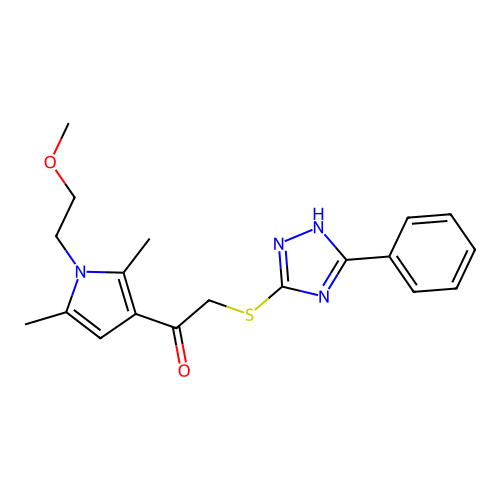 1-[1-(2-methoxyethyl)-2,5-dimethyl-1H-pyrrol-3-yl]-2-[(5-phenyl-4H-1,2,4-triazol-3-yl)sulfanyl]ethanone structure
