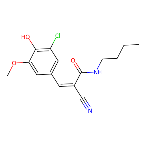 N-butyl-3-(3-chloro-4-hydroxy-5-methoxyphenyl)-2-cyanoprop-2-enamide structure