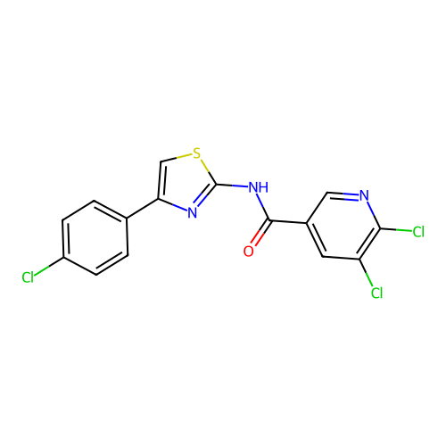 5,6-dichloro-N-[4-(4-chlorophenyl)-1,3-thiazol-2-yl]pyridine-3-carboxamide structure