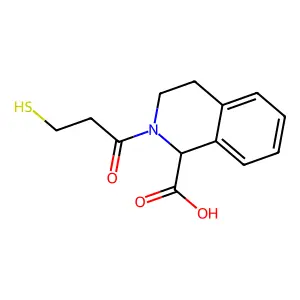 1,2,3,4-Tetrahydro-2-(3-mercapto-1-oxopropyl)-1-isoquinolinecarboxylic acid structure