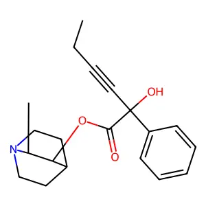 Mandelic acid, alpha-(1-butynyl)-, 2-methyl-3-quinuclidinyl ester structure