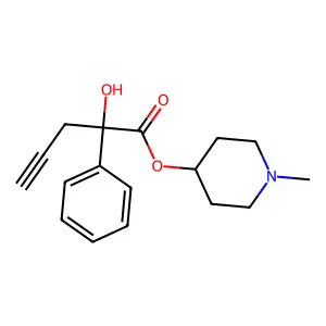 Mandelic acid, alpha-(2-propynyl)-, 1-methyl-4-piperidyl ester structure