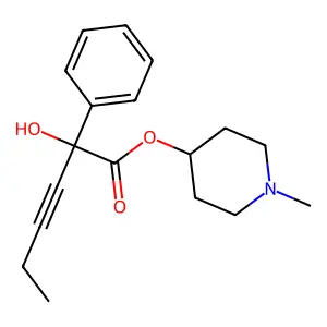 Mandelic acid, alpha-(1-butynyl)-, 1-methyl-4-piperidyl ester structure