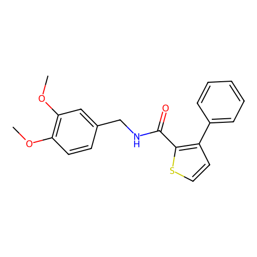 N-[(3,4-dimethoxyphenyl)methyl]-3-phenylthiophene-2-carboxamide structure