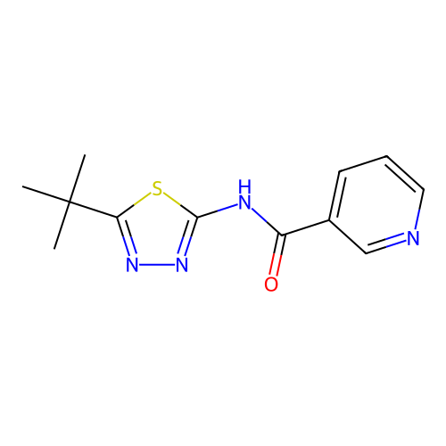 N-(5-tert-butyl-1,3,4-thiadiazol-2-yl)pyridine-3-carboxamide structure