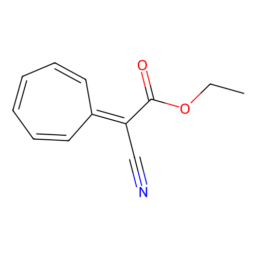 Ethyl cyano(2,4,6-cycloheptatrienylidene)acetate structure