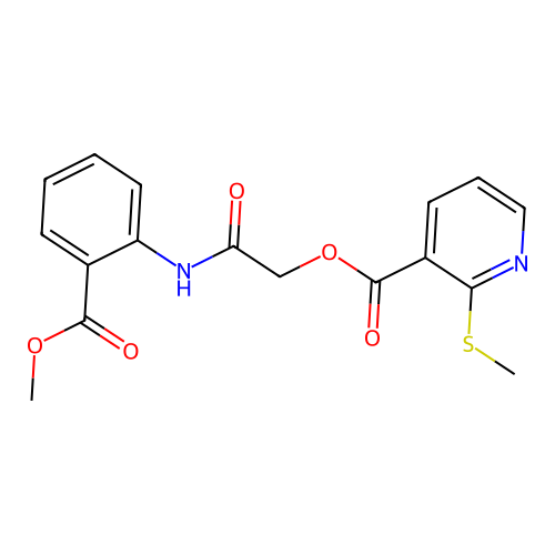 [2-(2-methoxycarbonylanilino)-2-oxoethyl] 2-methylsulfanylpyridine-3-carboxylate structure