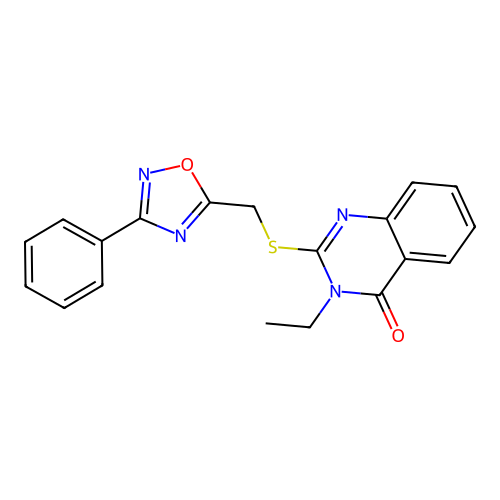 3-Ethyl-2-[(3-phenyl-1,2,4-oxadiazol-5-yl)methylsulfanyl]quinazolin-4-one structure