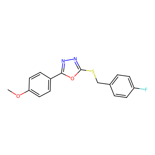 2-[(4-Fluorobenzyl)sulfanyl]-5-(4-methoxyphenyl)-1,3,4-oxadiazole structure