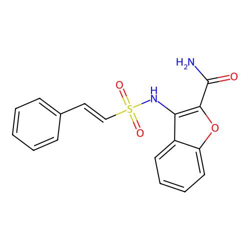 3-(2-Phenylethenesulfonamido)-1-benzofuran-2-carboxamide structure