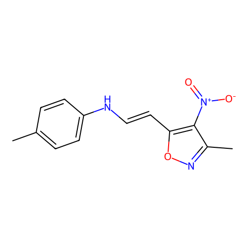 4-methyl-N-[2-(3-methyl-4-nitro-1,2-oxazol-5-yl)ethenyl]aniline structure