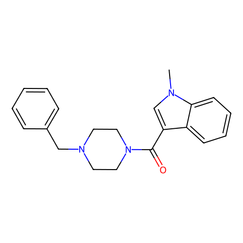 (4-benzylpiperazin-1-yl)(1-methyl-1H-indol-3-yl)methanone structure